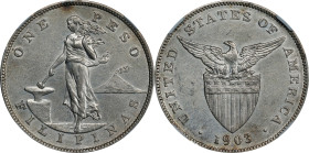 PHILIPPINES. Peso, 1903. Philadelphia Mint. NGC AU Details--Surface Hairlines.
KM-168; Allen-16.01. Despite the noted hairlines, this example display...