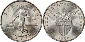 PHILIPPINES. Peso, 1904-S. San Francisco Mint. PCGS MS-63.
KM-168; Allen-16.04. A handsome Choice exemplar, this Peso generates much charm as a conse...