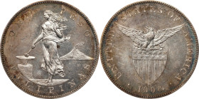 PHILIPPINES. Peso, 1906. Philadelphia Mint. ANACS PROOF-62.
KM-168; Allen-16.07. Mintage: 500. A difficult issue, this nearly-Choice proof striking p...