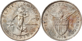 PHILIPPINES. 50 Centavos, 1903. Philadelphia Mint. PCGS MS-63.
KM-167; Allen-13.01. This Choice Mint State example displays a soft brilliance, with g...