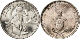 PHILIPPINES. 50 Centavos, 1945-S. San Francisco Mint. PCGS MS-67.
KM-183; Allen-15.02. This blazing Super-Gem glows with an all-encompassing luster t...