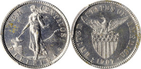 PHILIPPINES. 10 Centavos, 1907-S/S. San Francisco Mint. PCGS MS-62.
KM169; Allen-8.02A. This pleasing Mint State example displays a bright luster, wi...