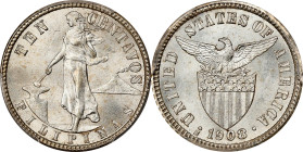 PHILIPPINES. 10 Centavos, 1908-S. San Francisco Mint. PCGS MS-64.
KM-169; Allen-8.04. This near-Gem glitters and glows with handsome luster, displayi...