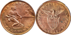PHILIPPINES. Centavo, 1918-S. San Francisco Mint. PCGS Genuine--Environmental Damage, Unc Details.
KM-163; Allen-2.16. Despite the cleaning, a presen...