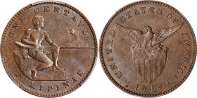 PHILIPPINES. Centavo, 1919-S. San Francisco Mint. PCGS MS-63 Brown.
KM-163; Allen-2.17. This Choice Mint Centavo displays an appealing charm, with sh...