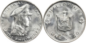 PHILIPPINES. Peso, 1947-S. San Francisco Mint. PCGS MS-66.
KM-185; Allen-R2. This premium Gem Delivers impressive luster, with an impressive detail r...