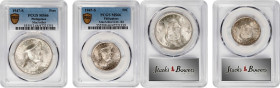 PHILIPPINES. Duo of Silver MacArthur Commemoratives (2 Pieces), 1947-S. San Francisco Mint. Both PCGS MS-66.
1) Peso. KM-185. 2) 50 Centavos. KM-184....