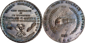 PHILIPPINES. Cagayan Valley Railroad Silvered Bronze Medal, 1961. NGC AU-58.
Honeycutt-545. Obverse: Seal of the Manila Railroad Company; Reverse: Le...