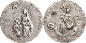 PHILIPPINES. Jesus, Joseph, and Mary "Anting-Anting" Silver Medal. PCGS Genuine--Tooled, EF Details.
YL-90; Honeycutt-1433A. Obverse: Maria holding c...
