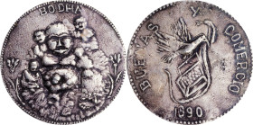 PHILIPPINES. Buddha/God of Wealth "Anting-Anting" Silver Medal. PCGS EF-40.
YL-135; Honeycutt-1421. Obverse: Buddha seated facing, with children arou...