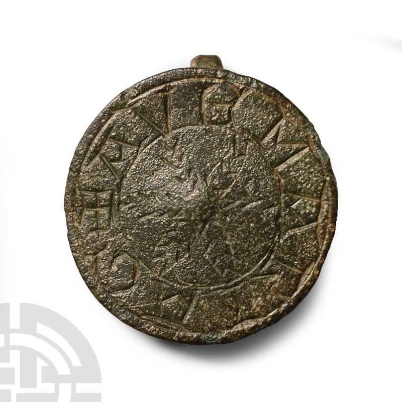 13th-14th century A.D. Comprising a disc with radiating fronds surrounded by a b...