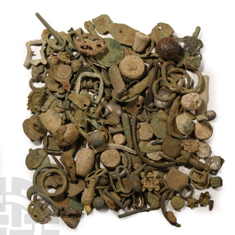 1st-20th century A.D. Including milled coins, musket balls, buckle loops, belt a...