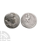 Ancient Roman Imperatorial Coins - Julius Caesar - Aeneas Carrying Palladium & Anchises AR Denarius