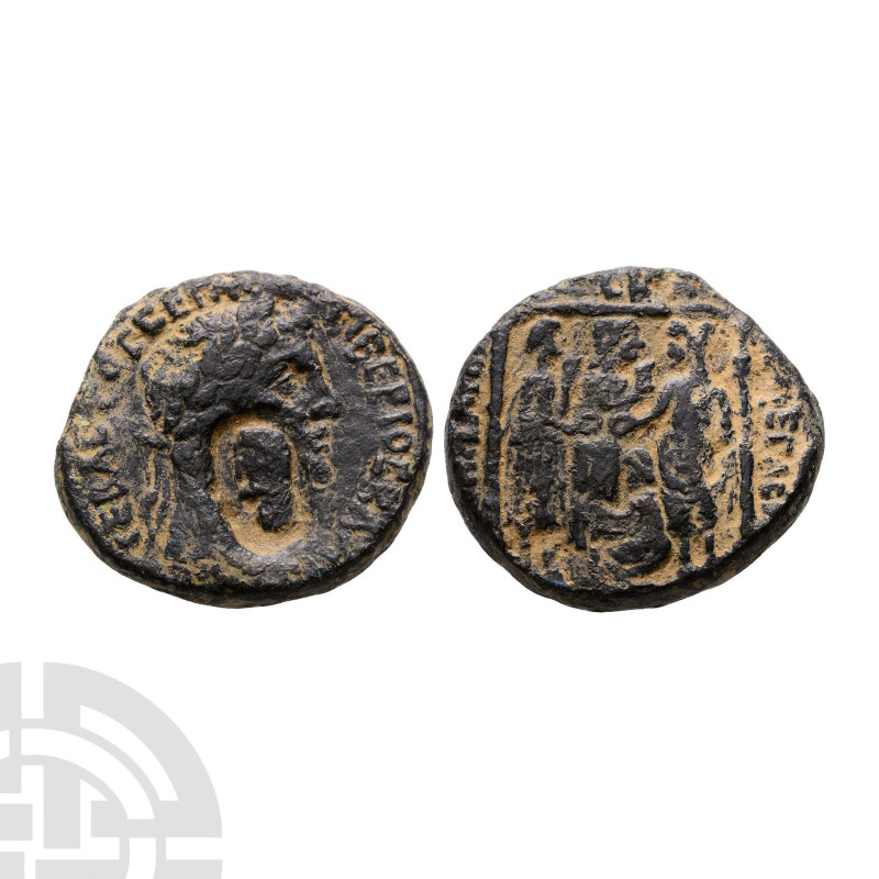 37-44 A.D. Caesarea, 42-43 A.D. Obv: laureate bust right, countermarked. Rev: di...