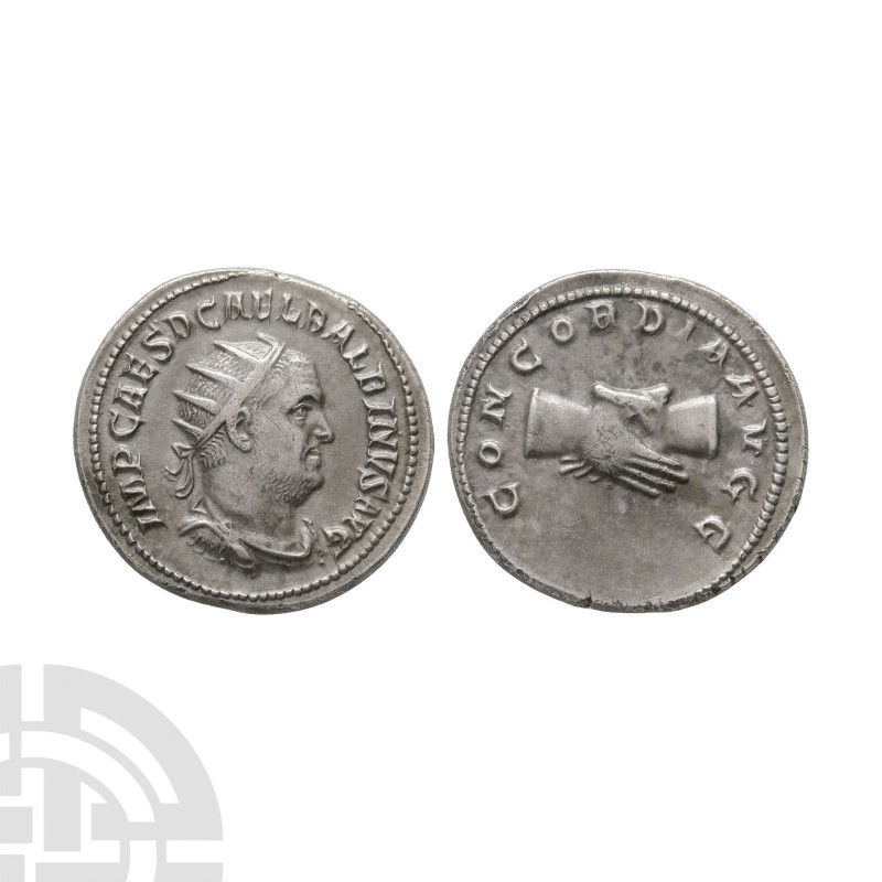 238 A.D. Obv: IMP CAES D CAEL BALBINVS AVG, radiate draped bust right. Rev: CONC...