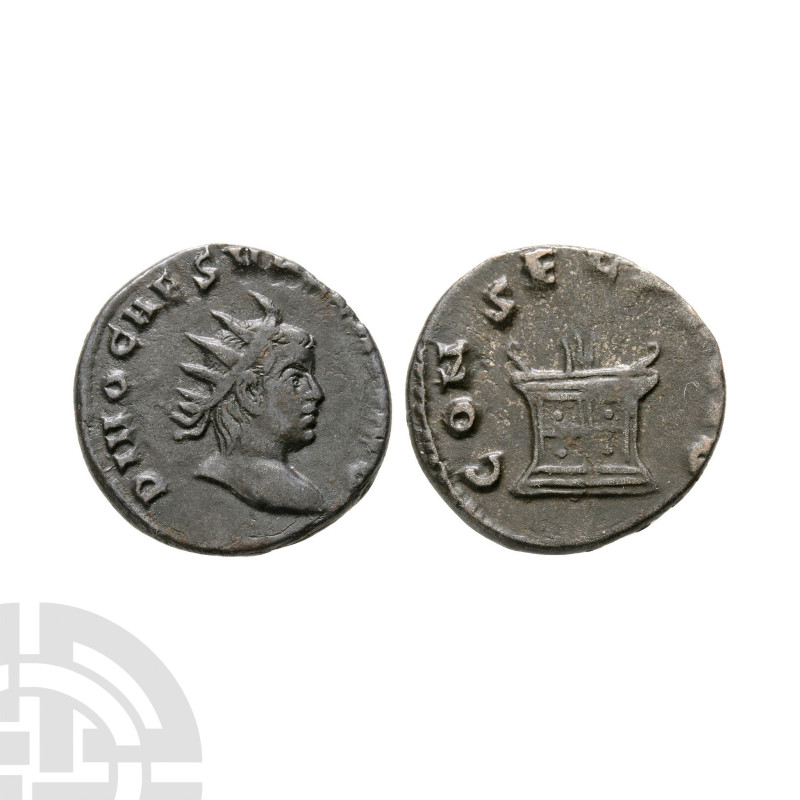 256-258 A.D. Obv: DIVO CAES VALERIANO, radiate, draped bust right. Rev: CONSECRA...