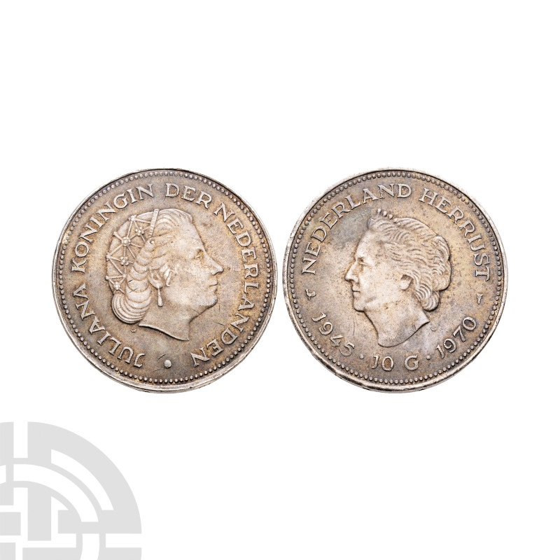 Dated 1970 A.D. Obv: Queen Juliana facing right, JULIANA KONINGIN DER NEDERLANDE...
