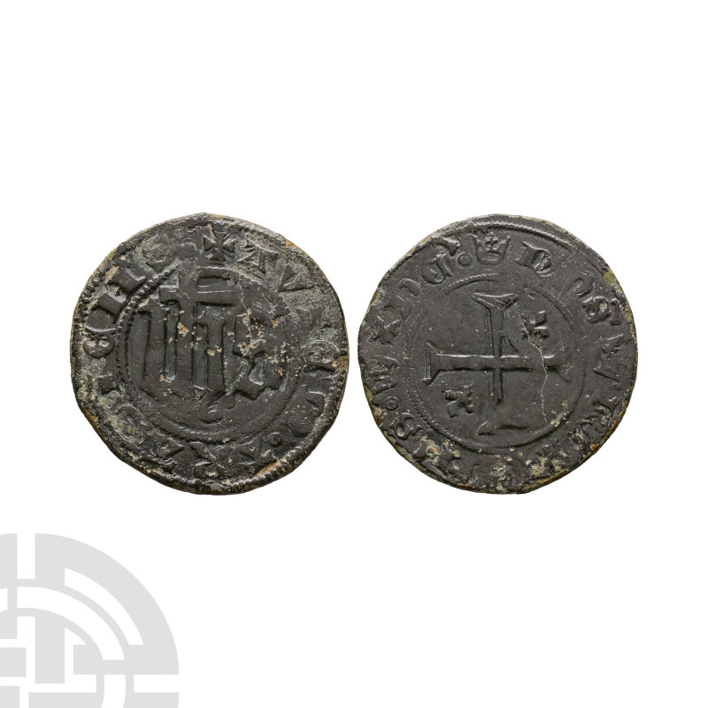 16th century A.D. Obv: legend starting with central monogram: Obverse: IHS AVTEM...