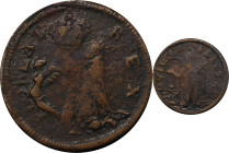 Undated (ca. 1652-1674) St. Patrick Farthing. Martin 1a.2-Ba.15, W-11500. Rarity-8. Copper. Nothing Below King. Fine-15 (PCGS).
105.4 grains. In his ...