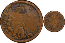 Undated (ca. 1652-1674) St. Patrick Farthing. Martin 1b.2-Ba.2, W-11500. Rarity-6+. Copper. Nothing Below King. VF-35 (PCGS).
PCGS# 915678. NGC ID: A...