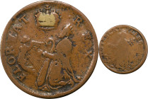 Undated (ca. 1652-1674) St. Patrick Farthing. Martin 1d.2-Ca.9, W-11500. Rarity-6+. Copper. Nothing Below King. Fine-12 (PCGS).
86.6 grains.
PCGS# 9...