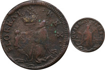 Undated (ca. 1652-1674) St. Patrick Farthing. Martin 2e.1-Fc.15, W-11500. Rarity-7-. Copper. Sea Beasts Below King. VF Details--Environmental Damage (...