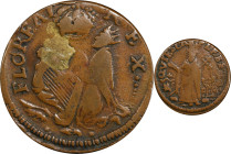 Undated (ca. 1652-1674) St. Patrick Farthing. Martin 5a.1-Gf.1, W-11500. Rarity-6. Copper. Sea Beasts and "Toad" Below King. VF-35 (PCGS).
100.8 grai...