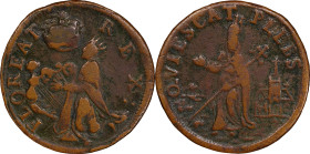 Undated (ca. 1652-1674) St. Patrick Farthing. Martin 8a.3-Da.5, W-11500. Rarity-5. Copper. Martlet Alone Below King. VF-30 (PCGS).
PCGS# 902856. NGC ...
