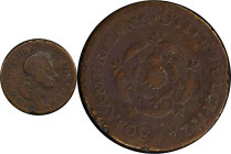 1722 Rosa Americana Halfpenny. Martin 3.3-C.1, W-1222. Rarity-5. DEI GRATIA REX / UTILE DULCI. Fine Details--Rim Damage (PCGS).
77.0 grains.
PCGS# 9...
