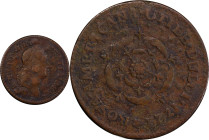 1722 Rosa Americana Halfpenny. Martin 3.6-C.2, W-1222. Rarity-4. DEI GRATIA REX / UTILE DULCI. VF Details--Environmental Damage (PCGS).
61.7 grains....