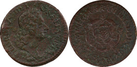 1722 Rosa Americana Halfpenny. Martin 3.10-C.5, W-1222. Rarity-4. DEI GRATIA REX / UTILE DULCI. EF Details--Excessive Corrosion (PCGS).
61.1 grains....