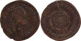 1723 Rosa Americana Halfpenny. Martin 3.5-E.1, W-1232. Rarity-6. Uncrowned Rose. VF Details--Environmental Damage (PCGS).
63.4 grains.
PCGS# 905572....