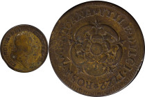 1722 Rosa Americana Penny. Martin 2.1-A.1, W-1256. Rarity-5. VTILE DVLCI. VG Details--Cleaned (PCGS).
107.4 grains.
PCGS# 905597. NGC ID: 2ASN.
Fro...