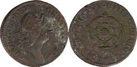 1722 Rosa Americana Penny. Martin 2.13-C.4, W-1264. Rarity-5. UTILE DULCI. VF Details--Environmental Damage (PCGS).
94.6 grains.
PCGS# 905661. NGC I...
