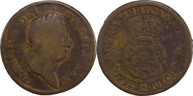 1723 Rosa Americana Penny. Martin 2.6-Eb.2, W-1278. Rarity-4. Good-6 (PCGS).
107.7 grains.
PCGS# 905647. NGC ID: 2ASR.
From the Sydney F. Martin Co...