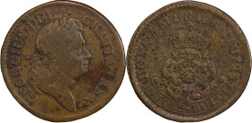 1723 Rosa Americana Penny. Martin 2.7-Eb.3, W-1278. Rarity-4. Fine Details--Environmental Damage (PCGS).
121.2 grains.
PCGS# 905648. NGC ID: 2ASR.
...