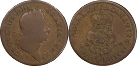 1723 Rosa Americana Penny. Martin 2.21-Ea.3, W-1278. Rarity-4. VG-10 (PCGS).
119.1 grains.
PCGS# 905671. NGC ID: 2ASR.
From the Sydney F. Martin Co...