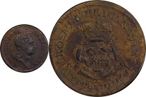 1723 Rosa Americana Penny. Martin 2.25-Ea.5, W-1278. Rarity-5. AU Details--Environmental Damage (PCGS).
121.8 grains.
PCGS# 905680. NGC ID: 2ASR.
F...