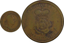 1723 Rosa Americana Twopence. Martin 3.9-F.3, W-1342. Rarity-4. VG-10 (PCGS).
204.7 grains.
PCGS# 905723. NGC ID: 2ASZ.
From the Sydney F. Martin C...