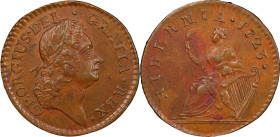 1723 Wood's Hibernia Farthing. Martin 2.1-Bc.4, W-12350. Rarity-4. DEI. GRATIA. REX. Unc Details--Environmental Damage (PCGS).
68.2 grains.
PCGS# 92...