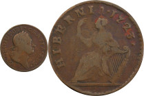 1723 Wood's Hibernia Farthing. Martin 3.2-Bb.1, W-12290. Rarity-3. DEI. GRATIA. REX. VG-10 (PCGS).
52.3 grains.
PCGS# 921393. NGC ID: F7HN.
From th...