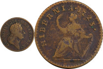 1723 Wood's Hibernia Farthing. Martin 3.2-Bd.1, W-12550. Rarity-4. DEI. GRATIA. REX. Fine Details--Environmental Damage (PCGS).
57.0 grains.
PCGS# 9...