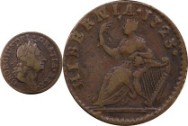 1723 Wood's Hibernia Farthing. Martin 3.3-Ba.1, W-12255. Rarity-2. DEI. GRATIA. REX. VF-20 (PCGS).
52.0 grains.
PCGS# 921467. NGC ID: F7HN.
From th...