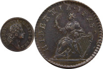 1723 Wood's Hibernia Farthing. Martin 3.10-Bc.3, W-12350. Rarity-4. DEI. GRATIA. REX. AU Details--Altered Surfaces (PCGS).
55.7 grains.
PCGS# 921486...