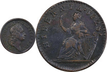 1723 Wood's Hibernia Farthing. Martin 3.12-Bd.2, W-12550. Rarity-5. DEI. GRATIA. REX. EF Details--Environmental Damage (PCGS).
59.9 grains.
PCGS# 92...