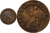 1724 Wood's Hibernia Farthing. Martin 3.9-D.1, W-12600. Rarity-4. EF Details--Environmental Damage (PCGS).
60.0 grains.
PCGS# 921482. NGC ID: F7HS....