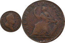 1722 Wood's Hibernia Halfpenny. Martin 3.7-C.2, W-12810. Rarity-5. Second Type, Harp at Right. VF Details--Environmental Damage (PCGS).
107.3 grains....