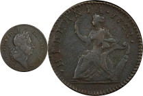 1722 Wood's Hibernia Halfpenny. Martin 4.11-C.3, W-12810. Rarity-5. Second Type, Harp at Right. VF Details--Environmental Damage (PCGS).
97.0 grains....