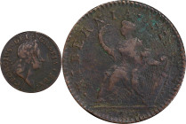 1723/2 Wood's Hibernia Halfpenny. Martin 3.4-Db.1, W-12850. Rarity-3. VF Details--Environmental Damage (PCGS).
115.6 grains. A massive planchet crack...