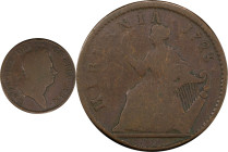 1723 Wood's Hibernia Halfpenny. Martin 4.16-Gc.3, W-13120. Rarity-2. Good-6 (PCGS).
95.8 grains.
PCGS# 921598. NGC ID: F7J4.
From the Sydney F. Mar...